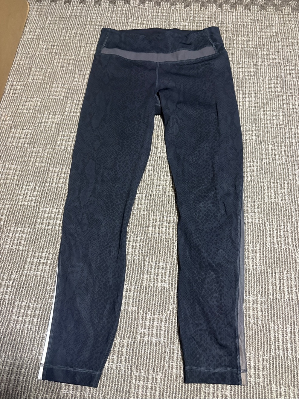 lululemon athletica Black Snake-Print Leggings with Gray Waistband